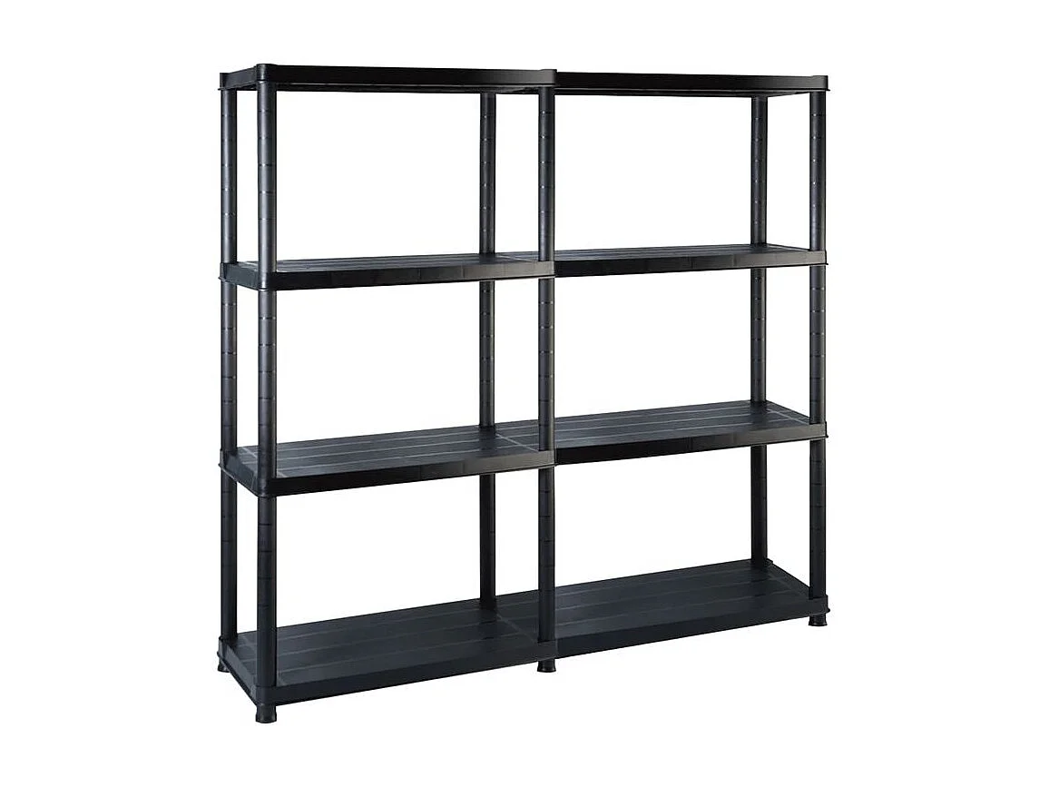Étagère de rangement à 4 niveaux Noir 122x30,5x130 Plastique