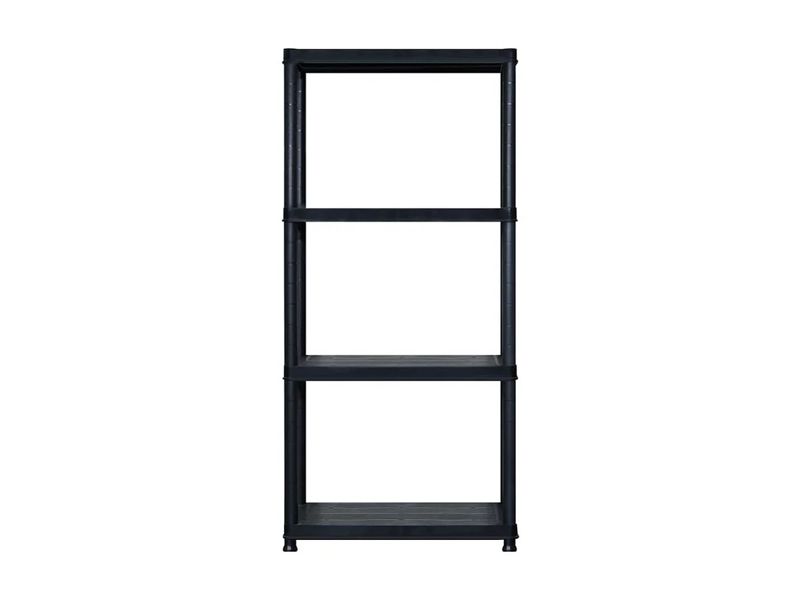Étagère de rangement à 4 niveaux Noir 122x30,5x130 Plastique