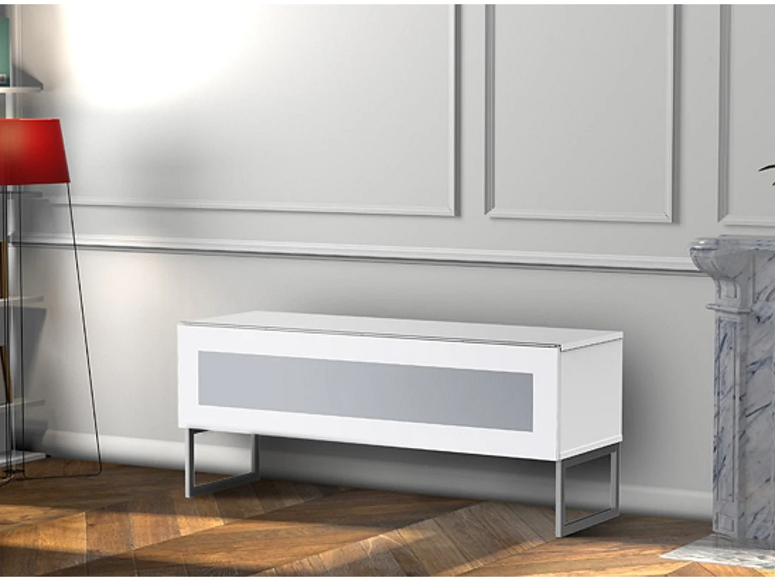 Meuble TV verre infrarouge et mélaminé blanc Napoli 120cm
