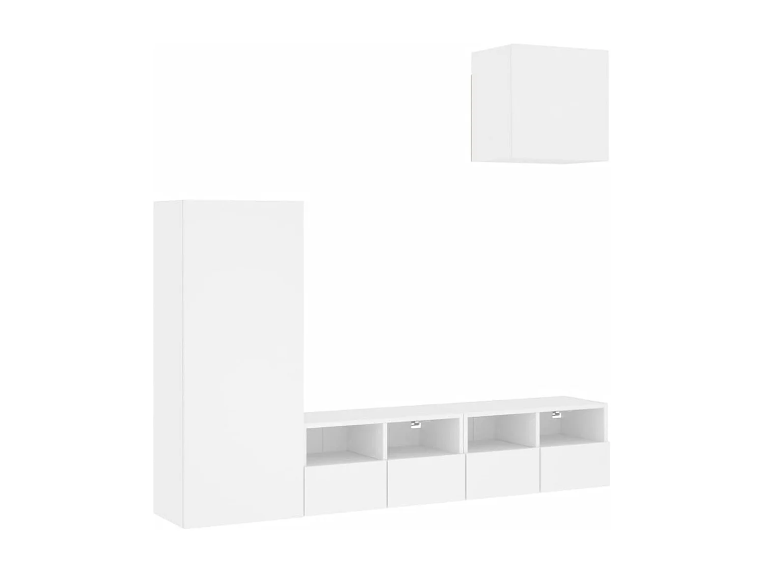 Unité murale TV 4 pc blanc bois d'ingénierie