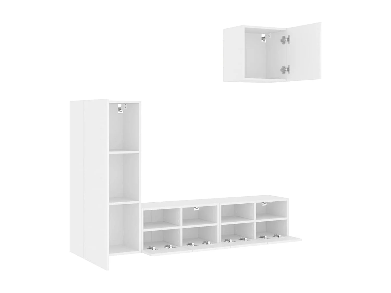 Unité murale TV 4 pc blanc bois d'ingénierie