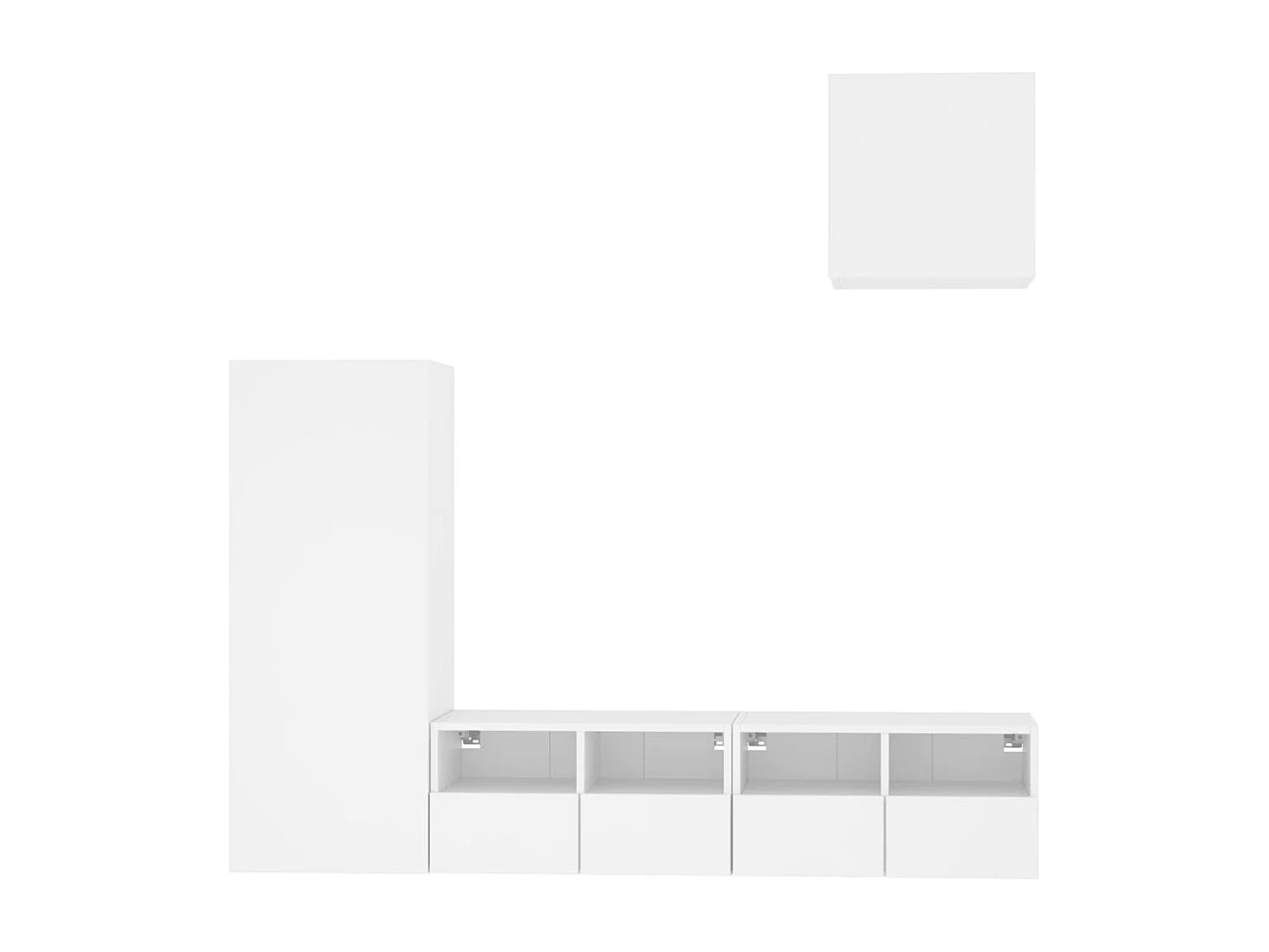 Unité murale TV 4 pc blanc bois d'ingénierie