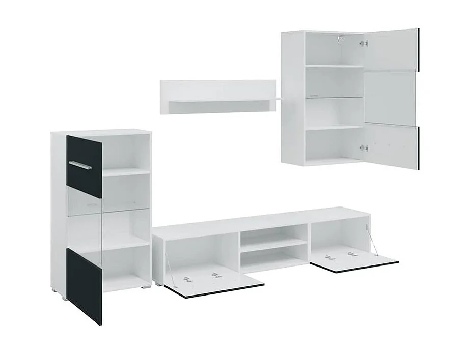 Meuble TV 5 pc avec lumière LED indigo mat bois d'ingénierie