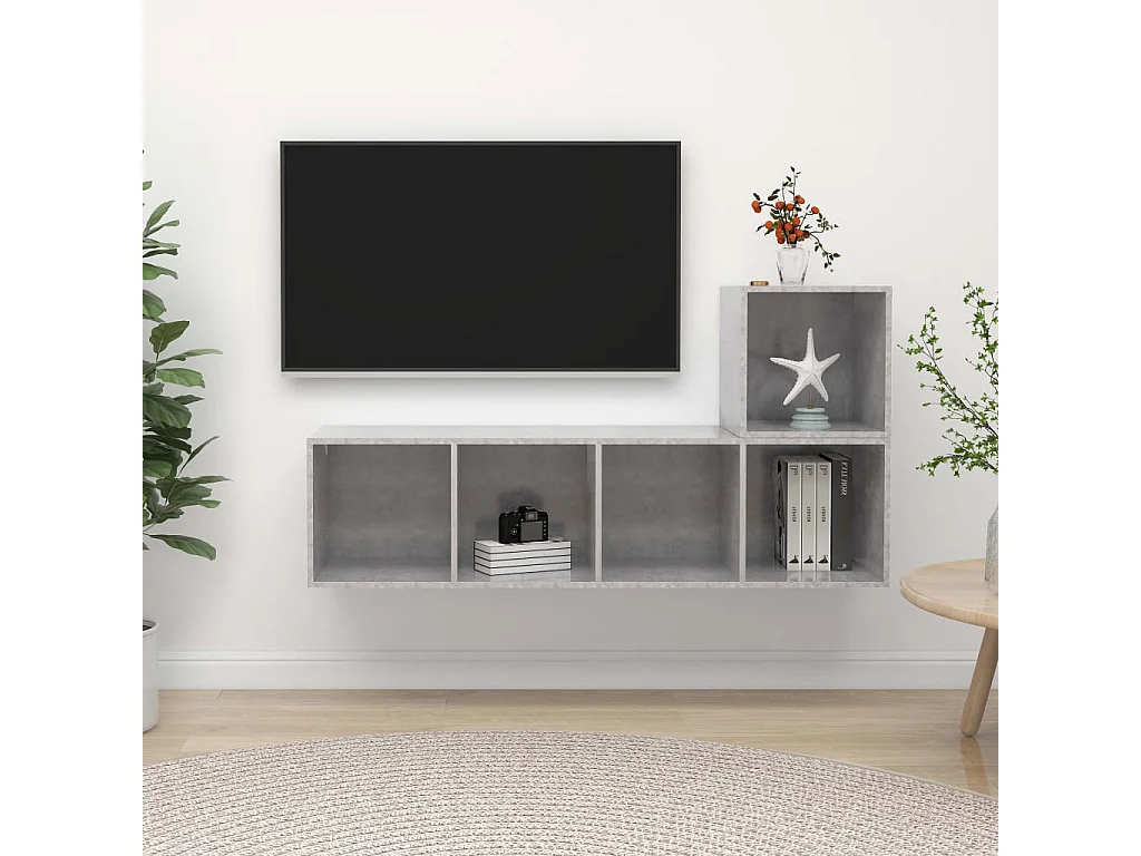 Ensemble de meuble TV 2 pc Gris béton 3
