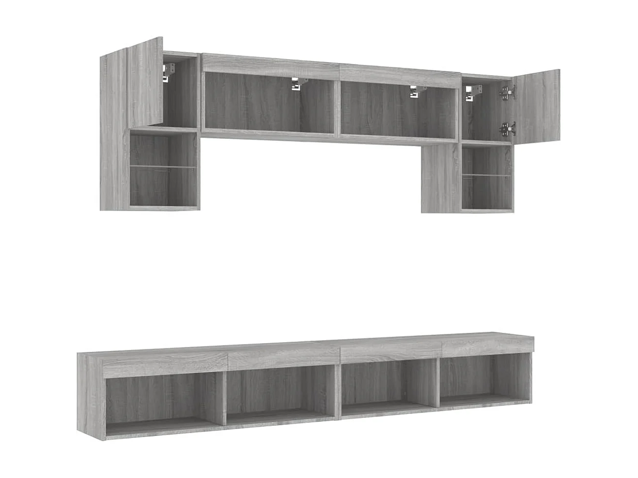 Unité murale TV avec LED 6 pc gris sonoma bois d'ingénierie