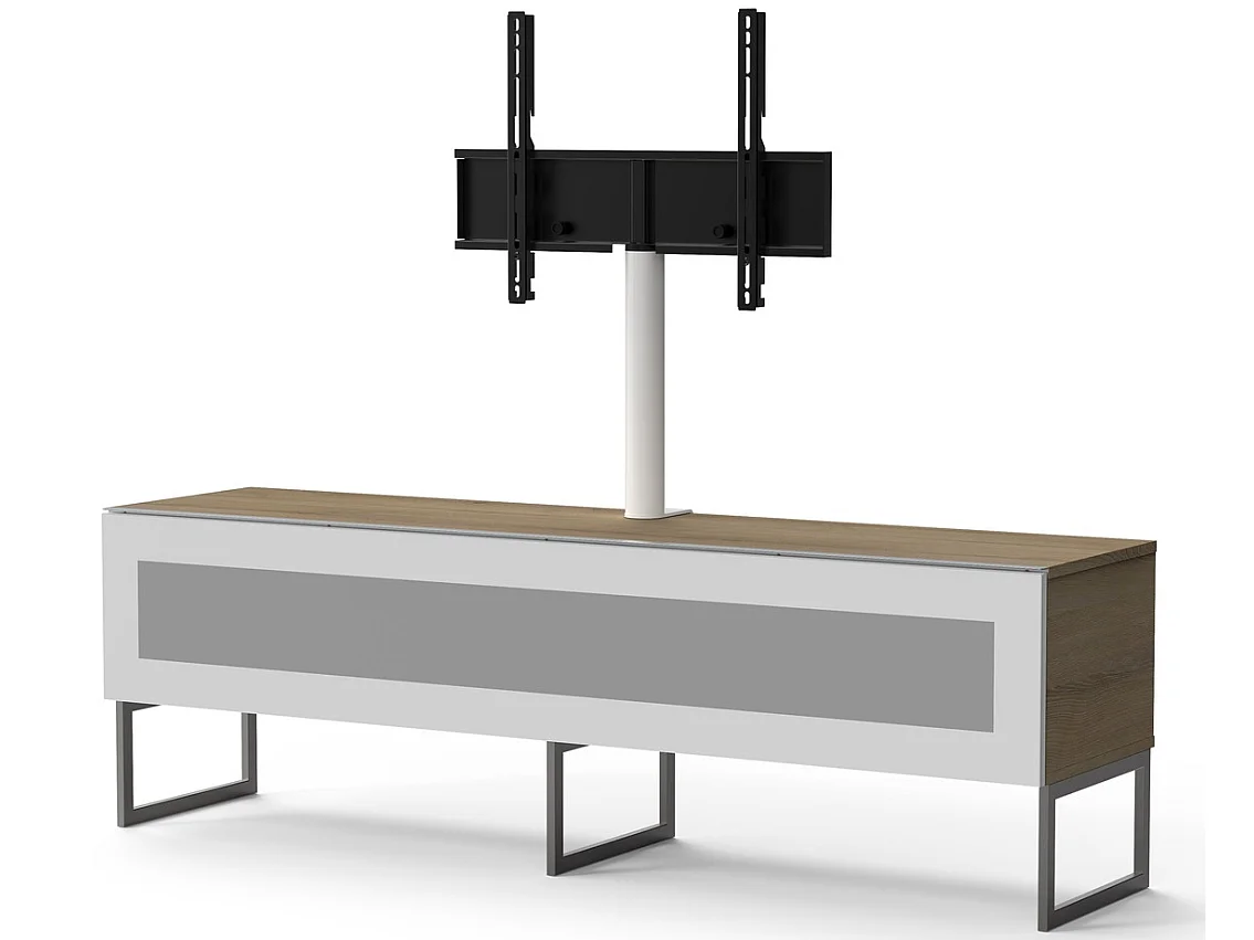 Meuble TV avec support écran verre infrarouge et bois clair Itra 160cm