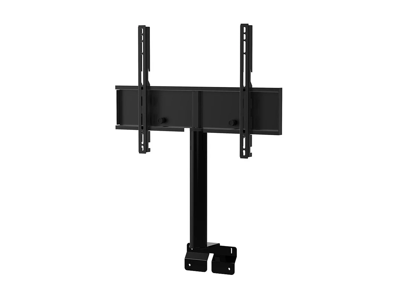 Meuble TV avec support écran tissu acoustique et bois foncé Kazan 120cm