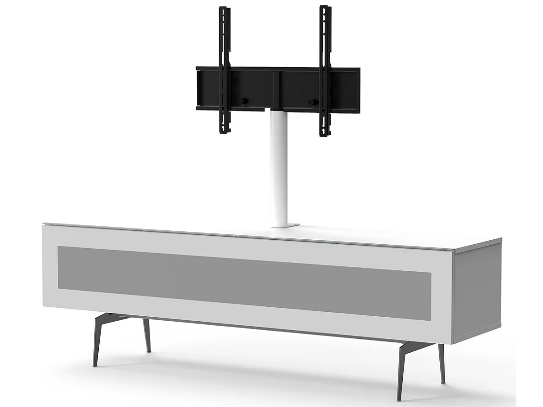 Meuble TV avec support écran verre infrarouge et mélaminé blanc Sarama 160cm