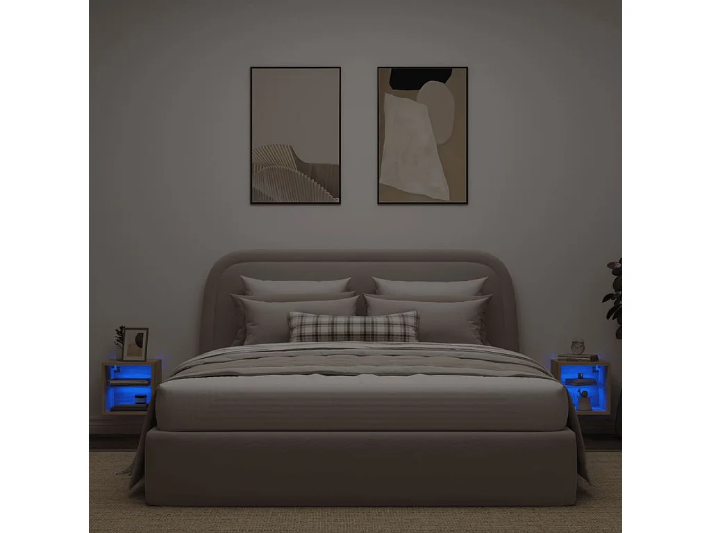 Meuble TV muraux lumière LED 2 pc chêne sonoma 30x28,5x30