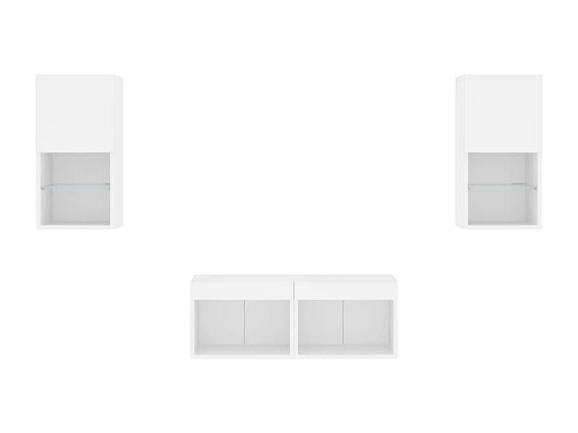 Meuble TV muraux 4 pc avec lumière LED blanc