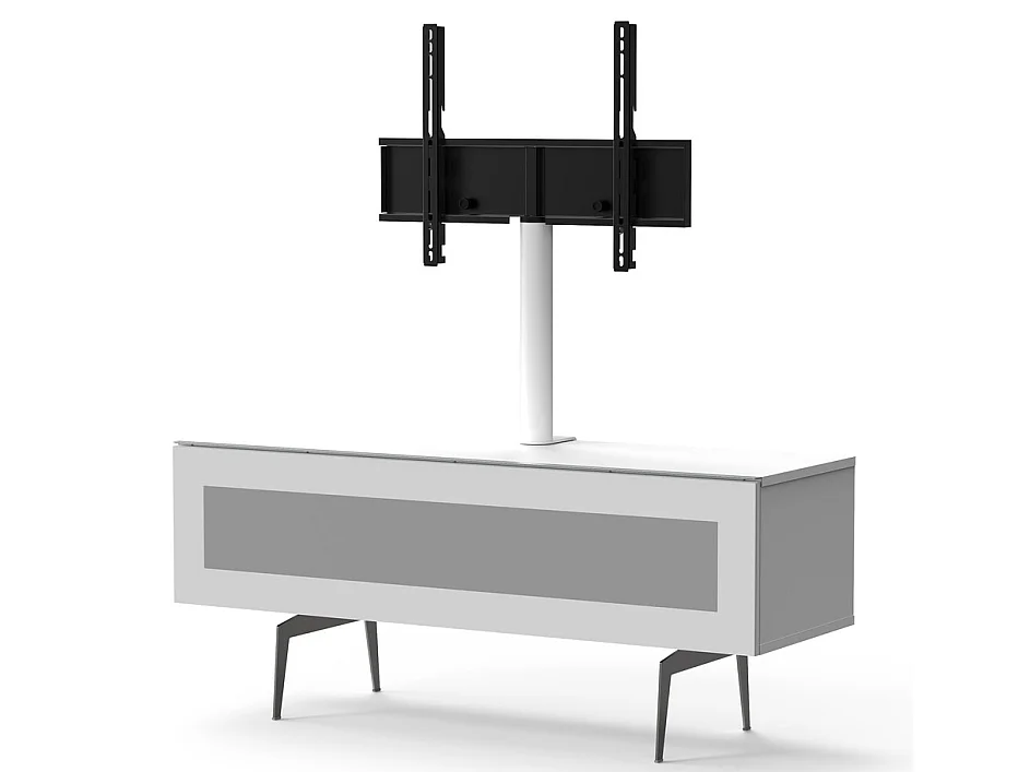 Meuble TV avec support écran verre infrarouge et mélaminé blanc Sarama 120cm