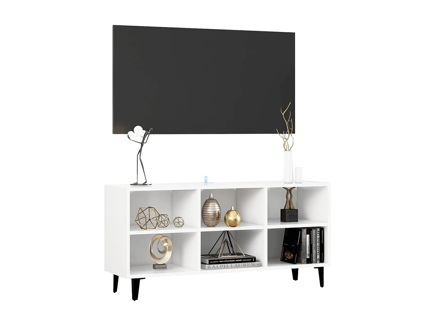 Meuble TV avec pied en métal Blanc 103,5x30x50