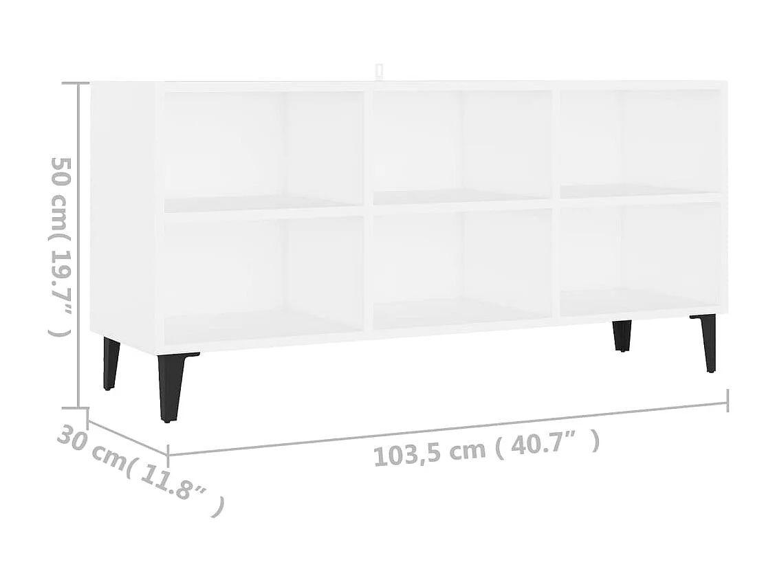 Meuble TV avec pied en métal Blanc 103,5x30x50