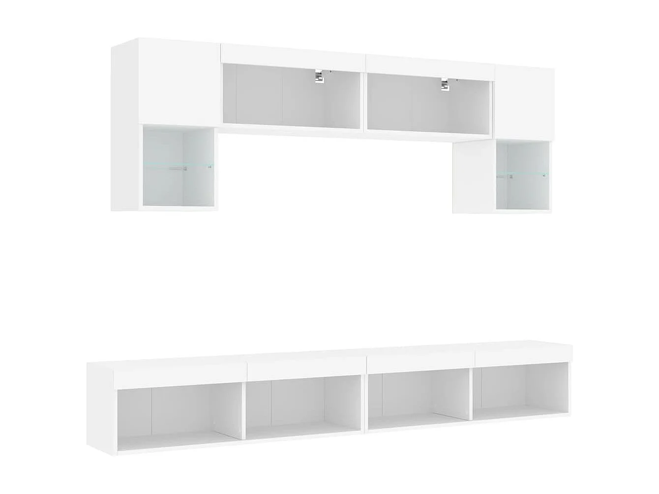 Unité murale TV avec LED 6 pc blanc bois d'ingénierie