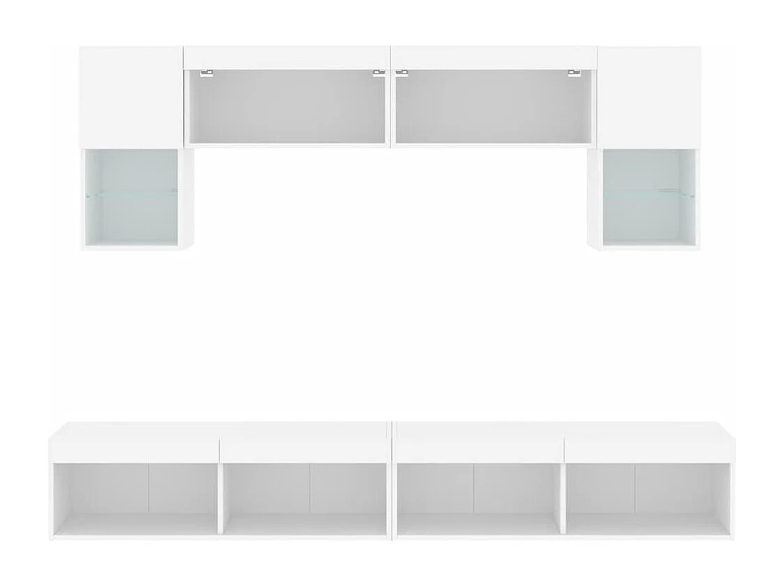 Unité murale TV avec LED 6 pc blanc bois d'ingénierie