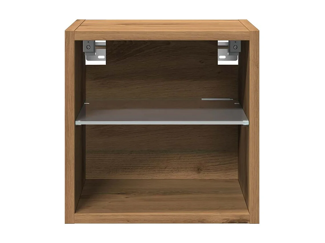 Meuble TV mural avec lumière LED chêne artisanal 30x28,5x30