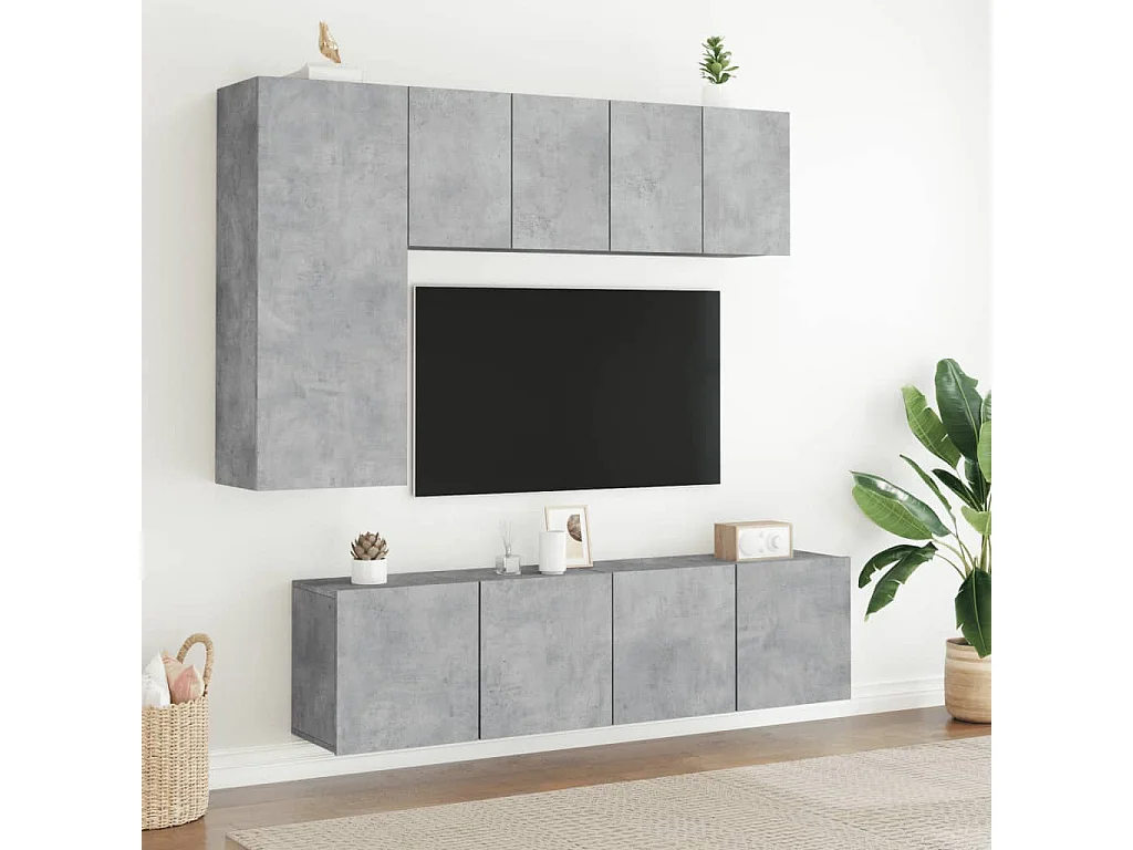 Meuble TV muraux 2 pc gris béton 60x30x41