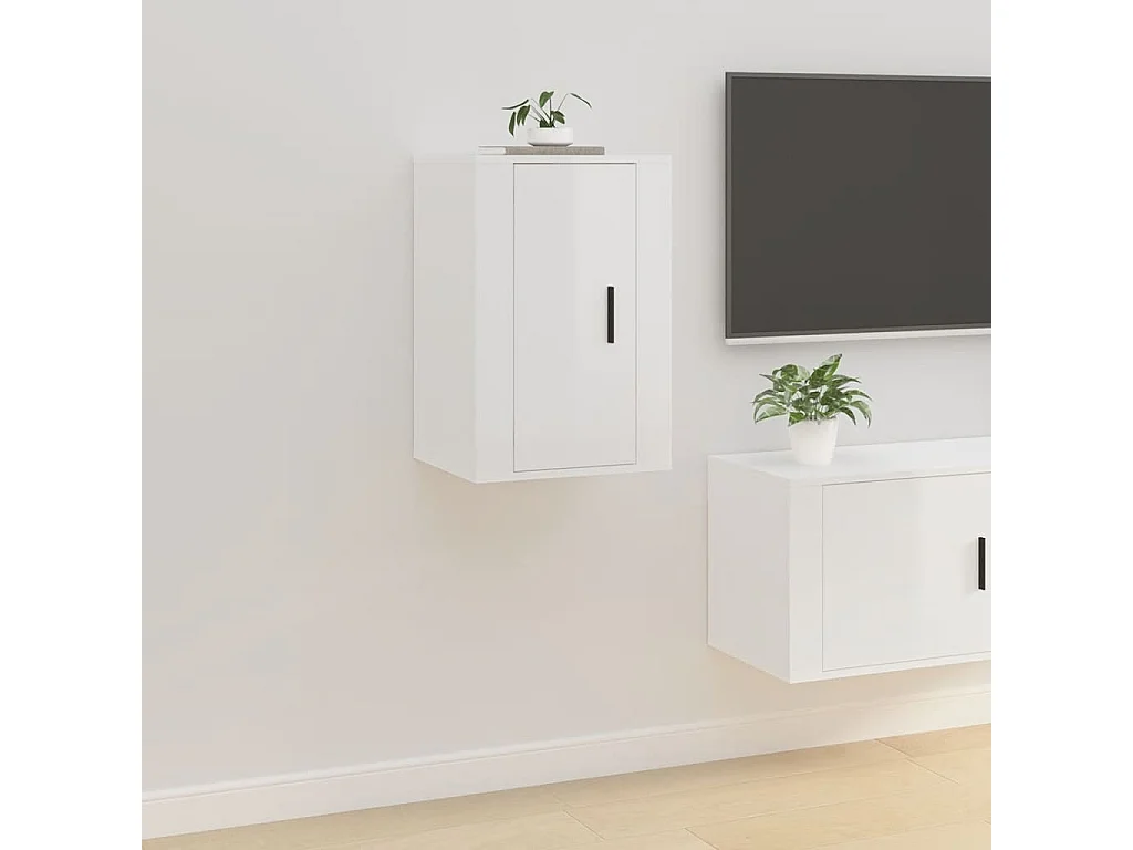 Meuble TV mural Blanc brillant 40x34,5x60