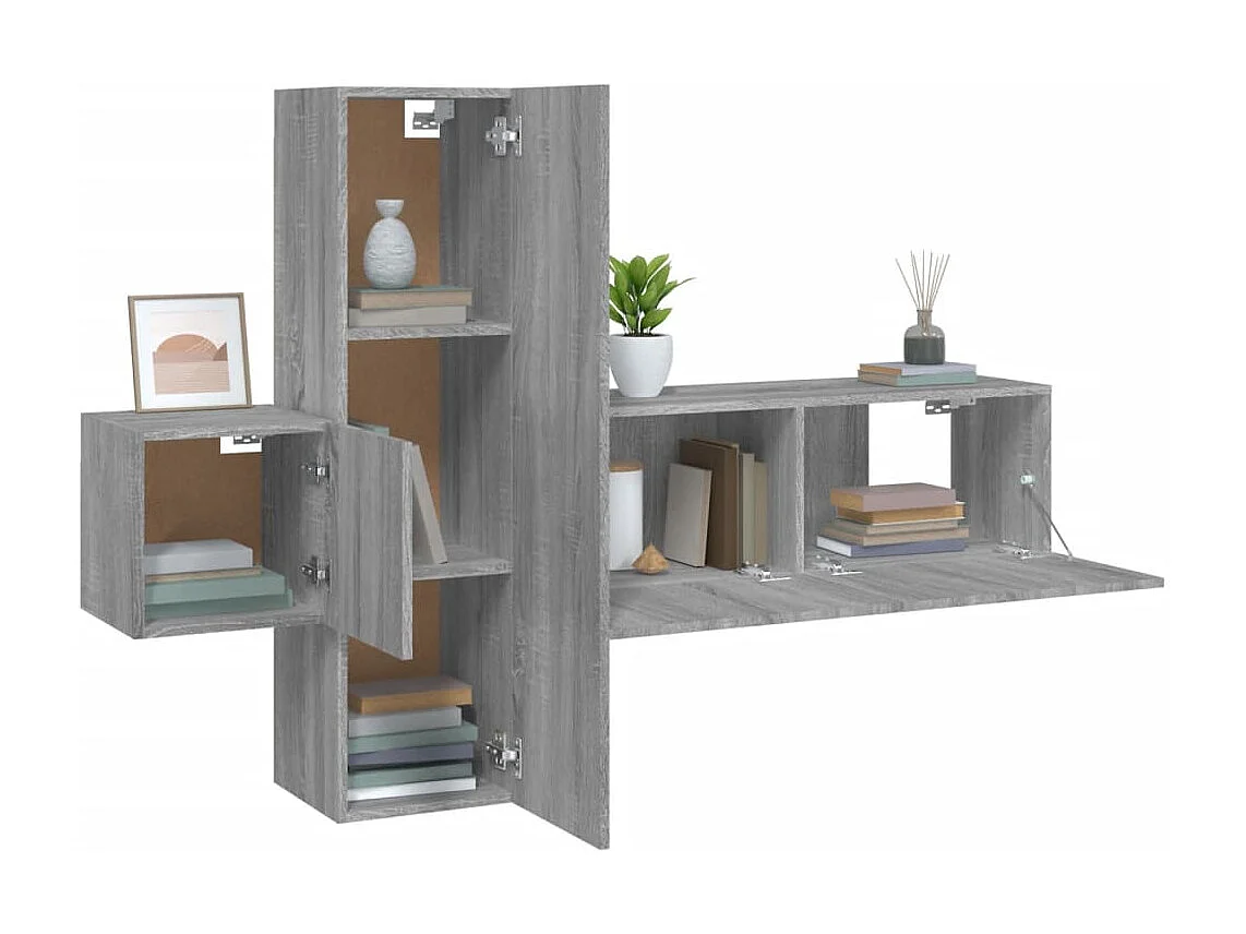 Ensemble de meuble TV 3 pc Sonoma gris Bois d'ingénierie