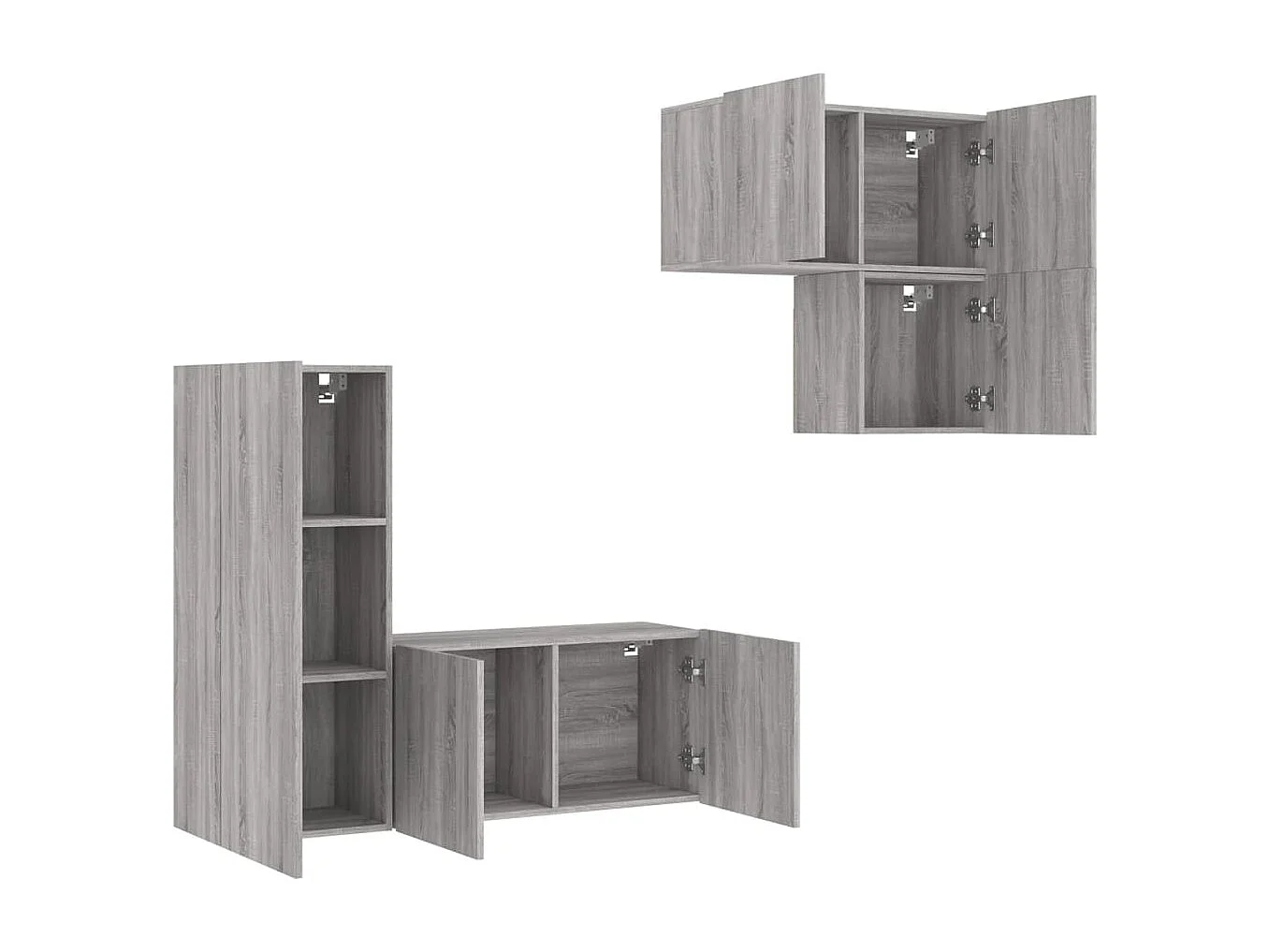 Unité murale TV 4 pc sonoma gris bois d'ingénierie