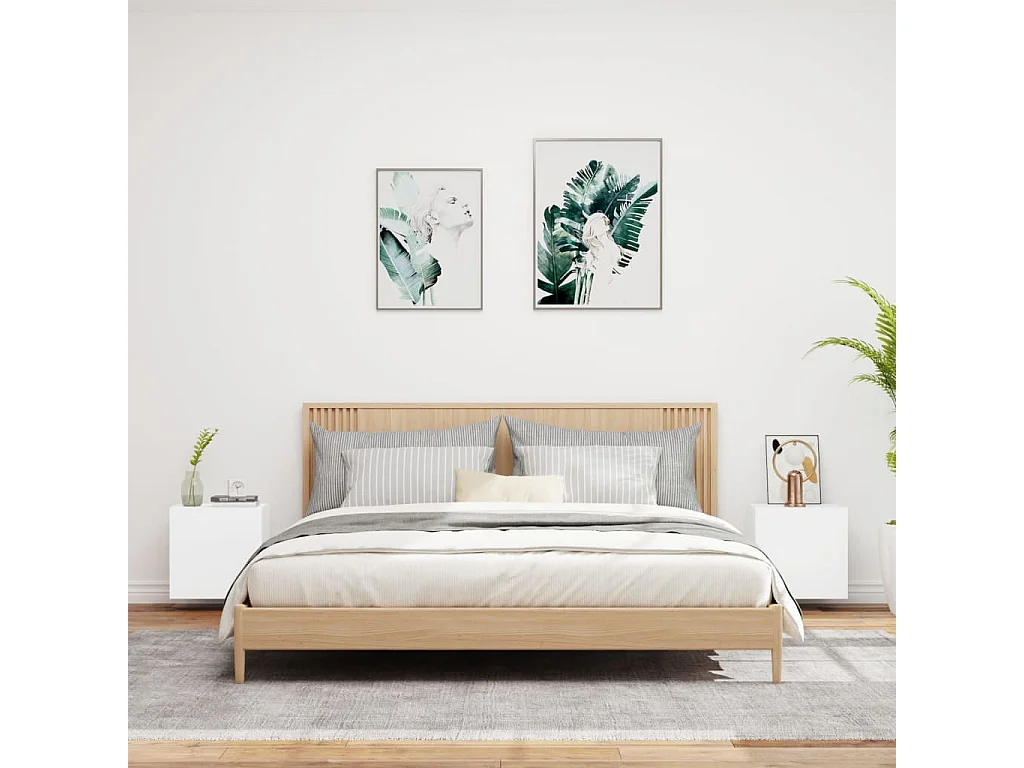 Meuble TV muraux 2 pc blanc 40,5x30x40 bois d'ingénierie