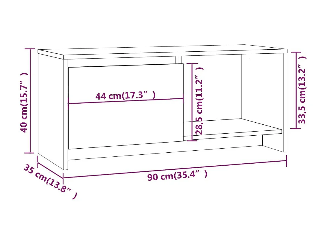 Meuble TV Chêne sonoma 90x35x40
