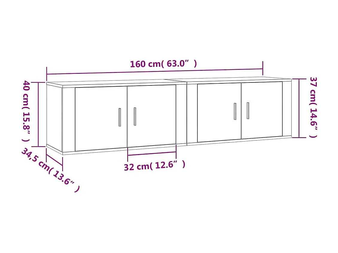Meuble TV muraux 2 pc sonoma gris 80x34,5x40