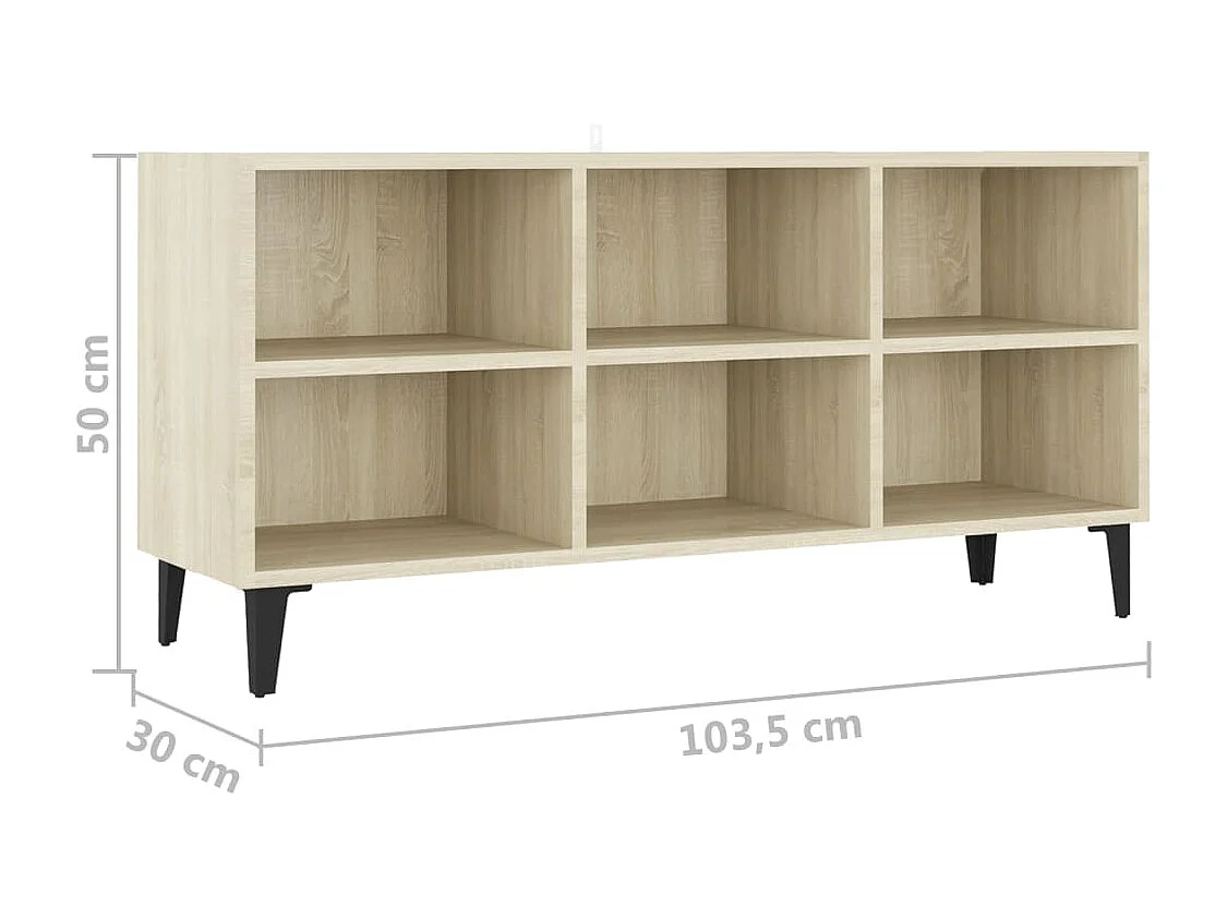 Meuble TV avec pied en métal Chêne sonoma 103,5x30x50