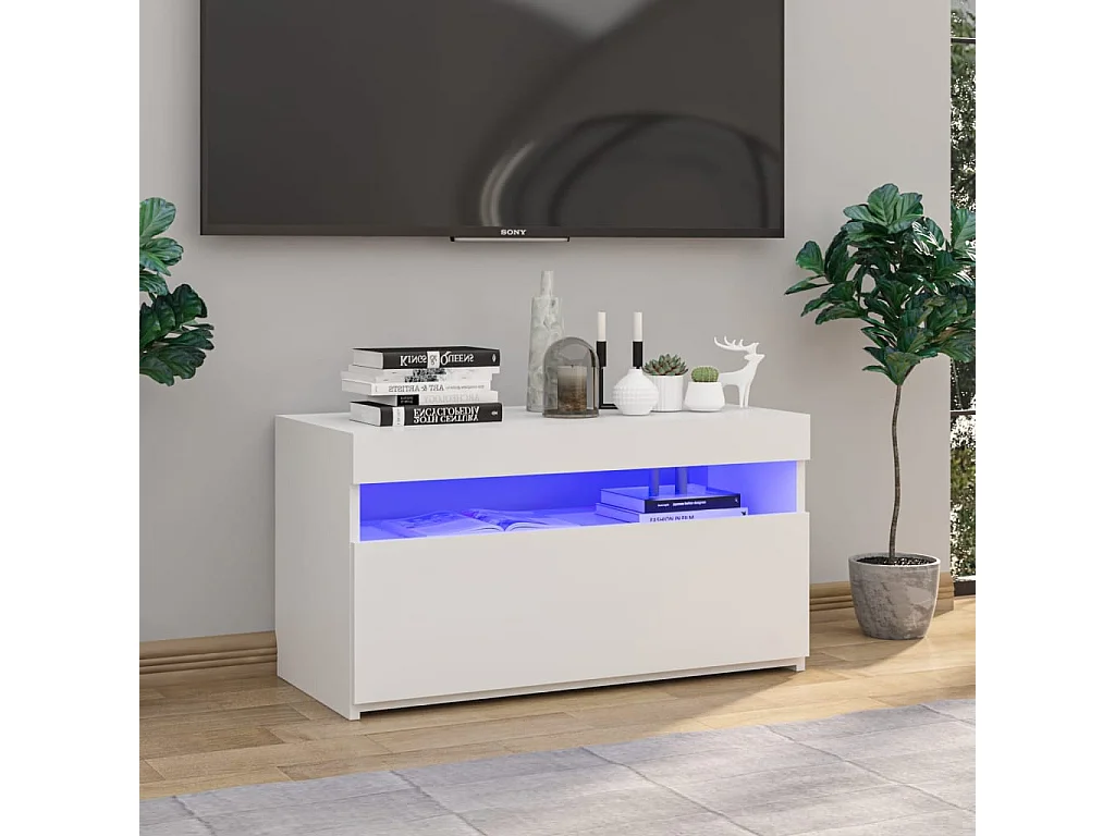 Meuble TV avec lumière LED Blanc 75x35x40