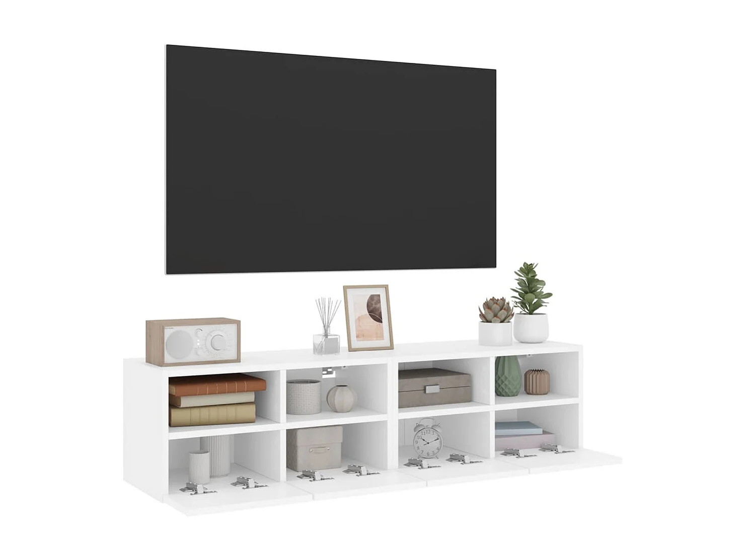 Meuble TV muraux 2 pc blanc 60x30x30 bois d'ingénierie