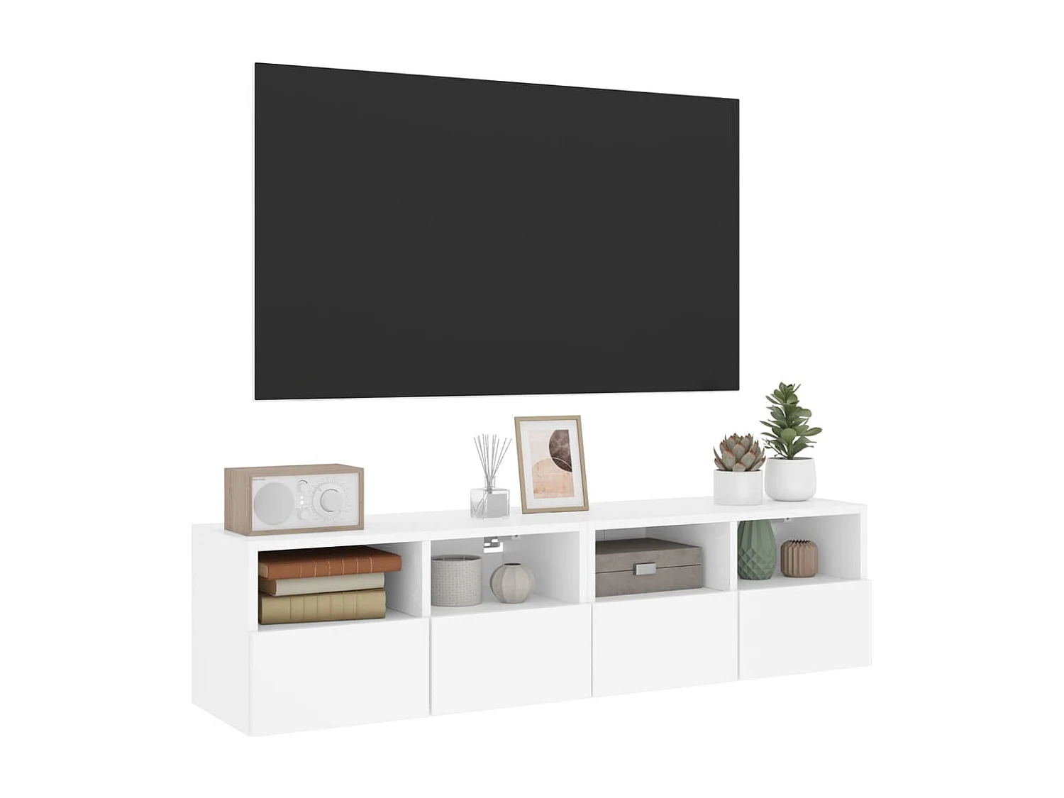Meuble TV muraux 2 pc blanc 60x30x30 bois d'ingénierie