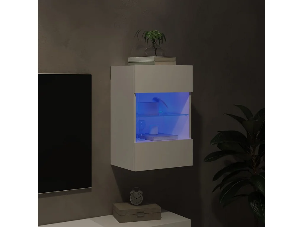 Meuble TV mural avec lumière LED blanc 40x30x60,5