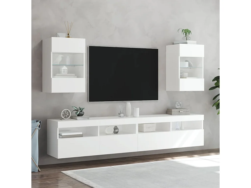 Meuble TV mural avec lumière LED blanc 40x30x60,5