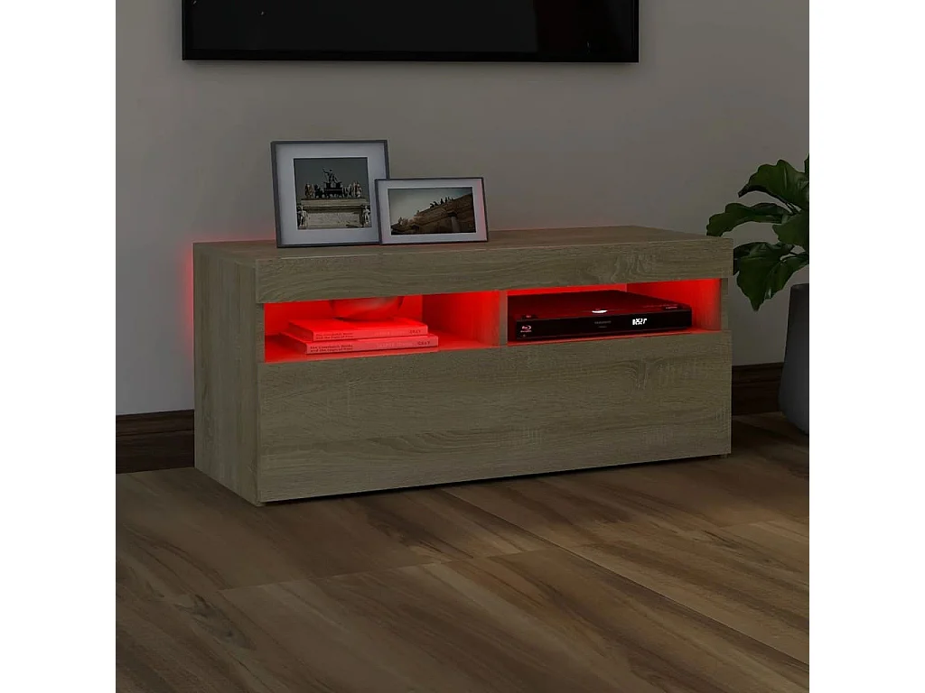 Meuble TV avec lumière LED Chêne sonoma 90x35x40