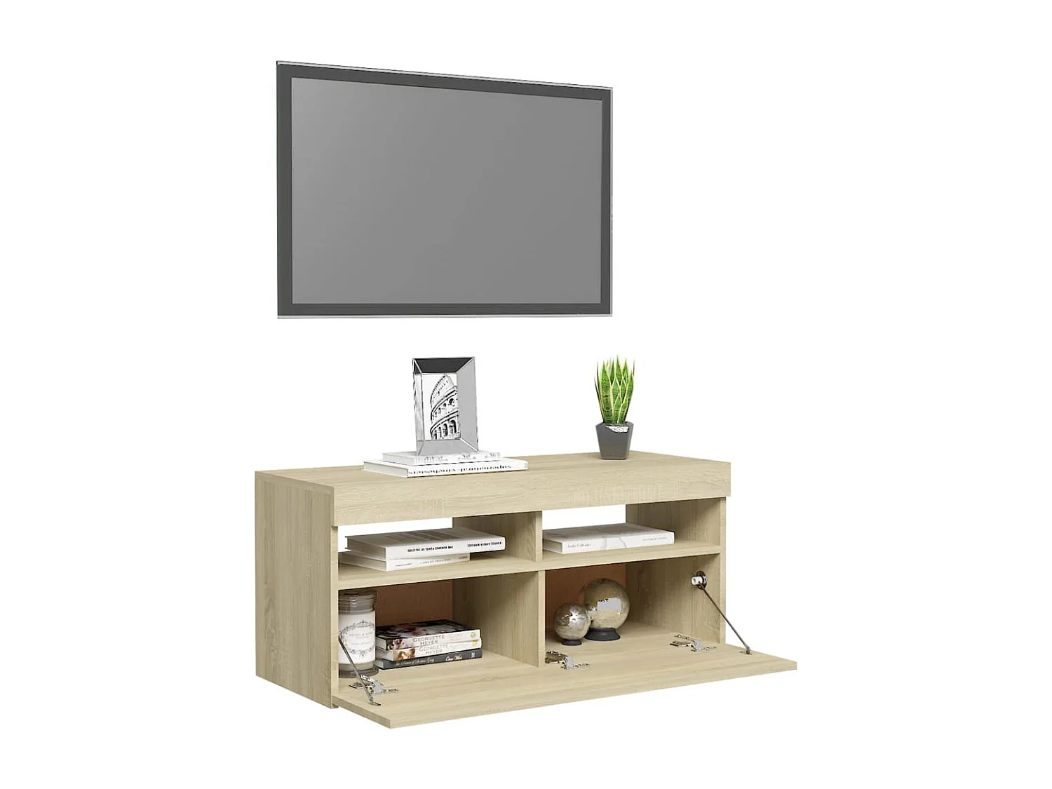 Meuble TV avec lumière LED Chêne sonoma 90x35x40