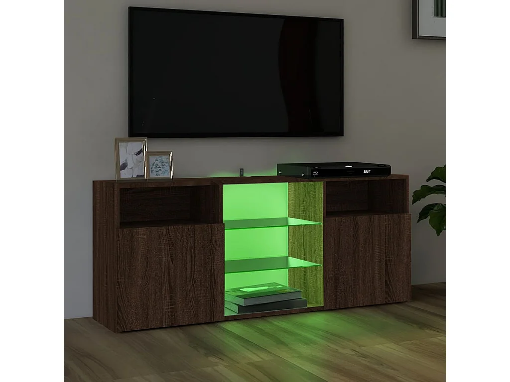 Meuble TV avec lumière LED Chêne marron 120x30x50
