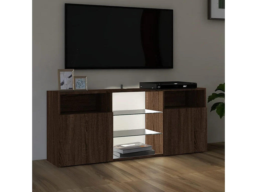 Meuble TV avec lumière LED Chêne marron 120x30x50