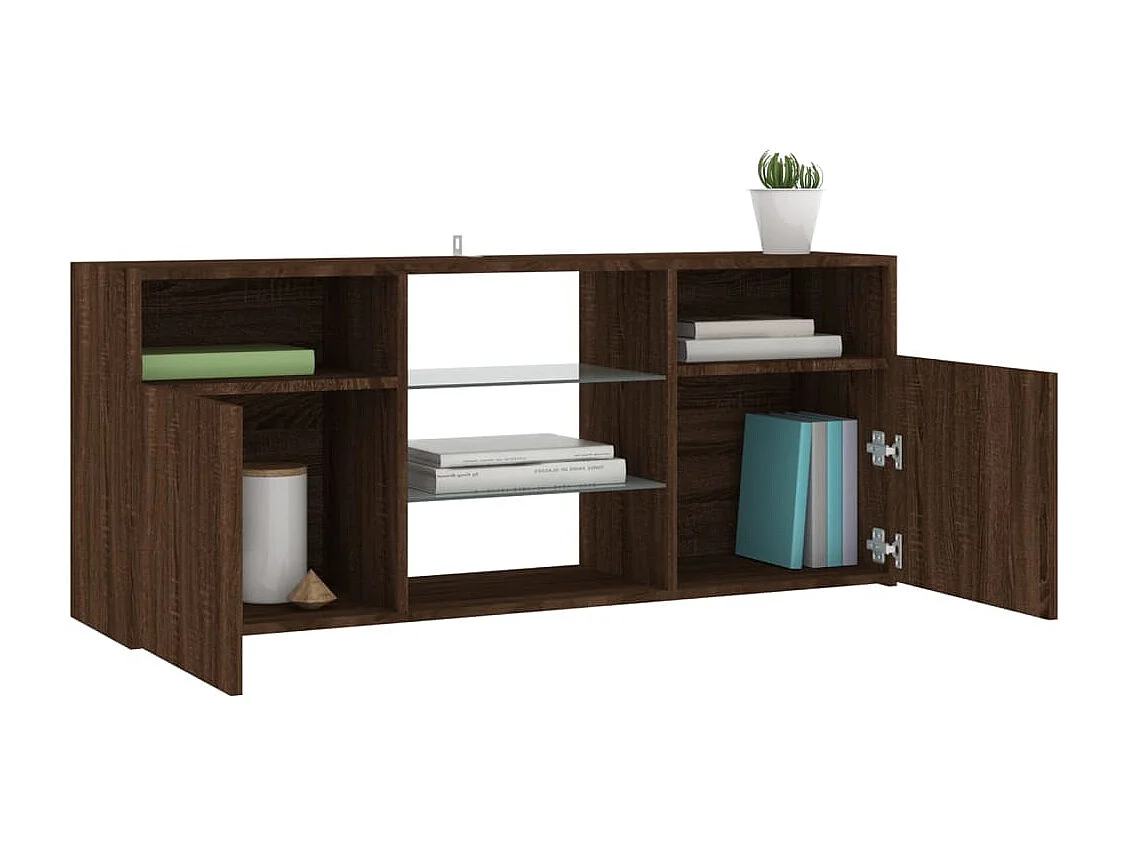 Meuble TV avec lumière LED Chêne marron 120x30x50