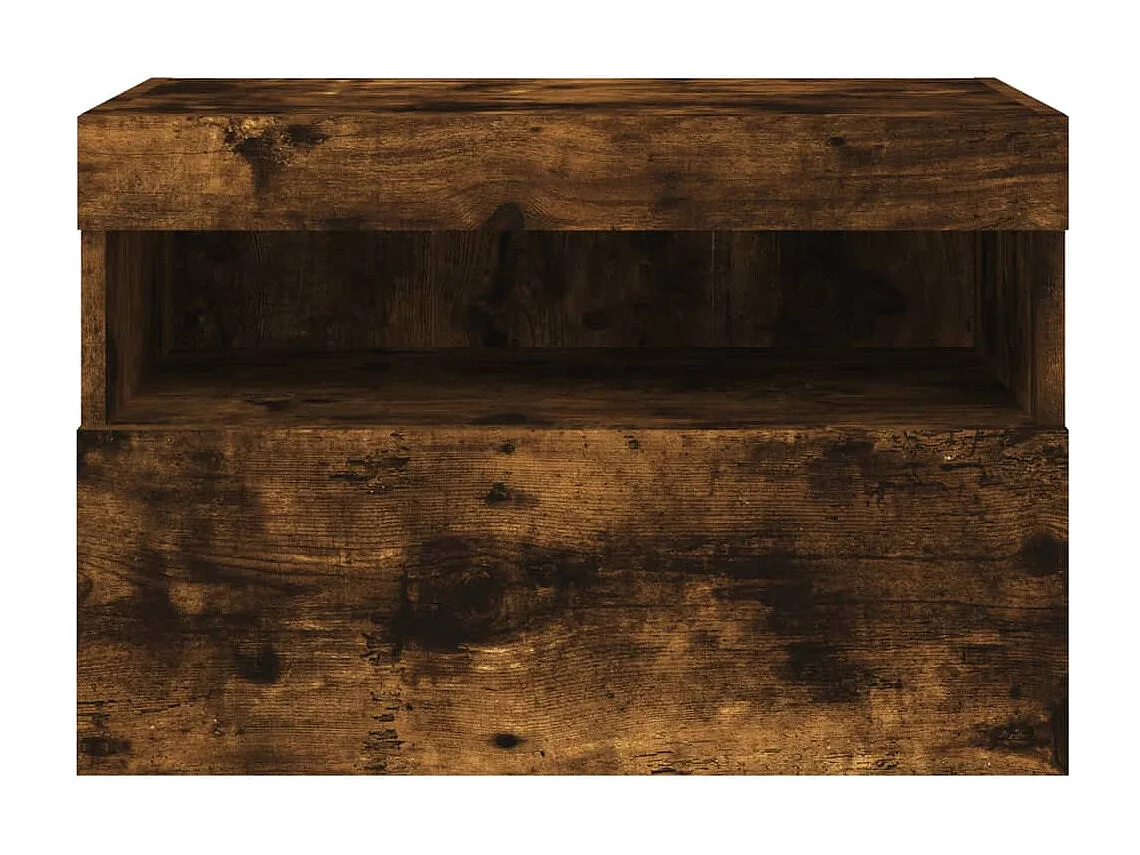Meuble TV mural avec lumière LED chêne fumé 60x30x40