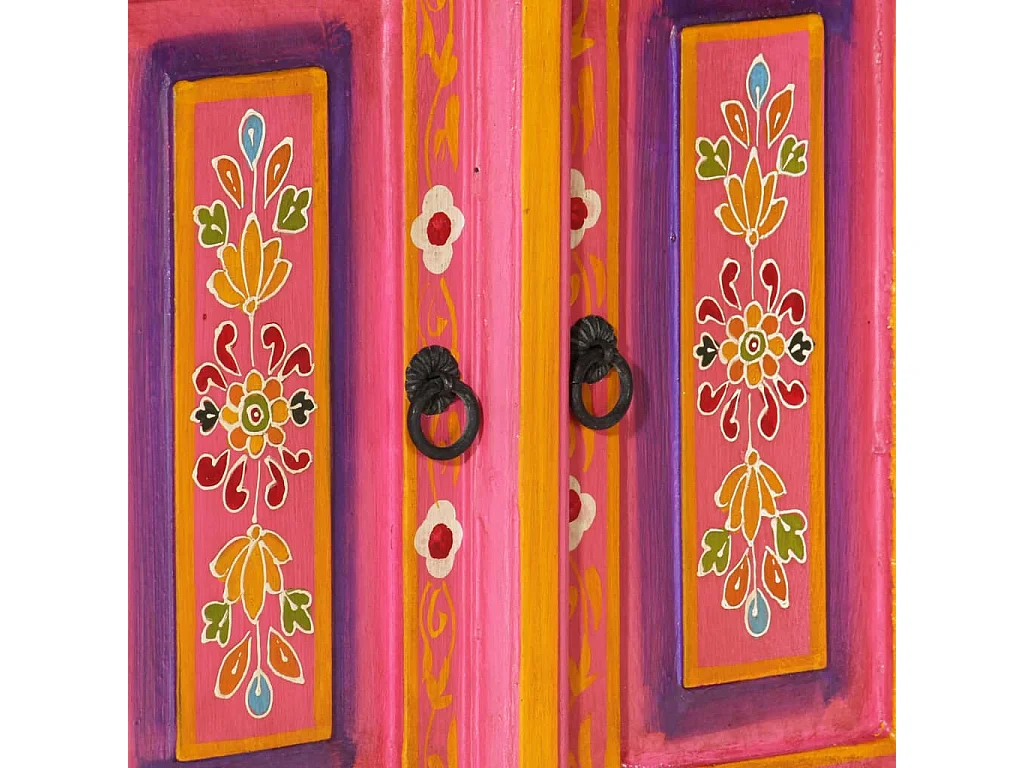 Meuble TV rose 110x30x40 bois massif de manguier