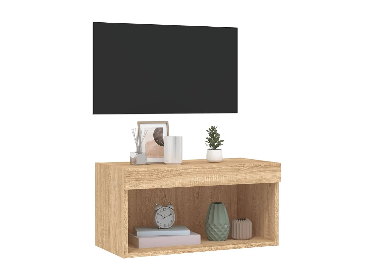 Meuble TV avec lumière LED chêne sonoma 60x30x30