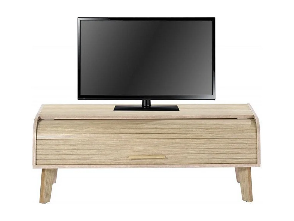 Meuble TV rideau chêne clair Happy 114cm