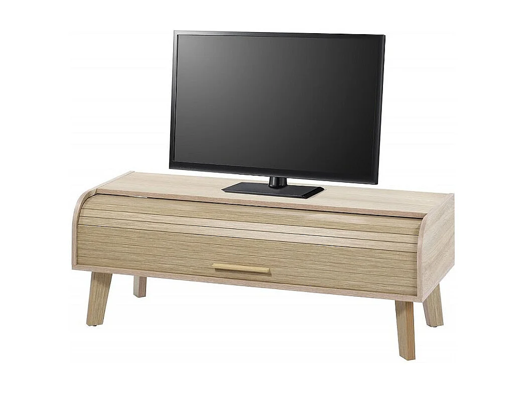 Meuble TV rideau chêne clair Happy 114cm