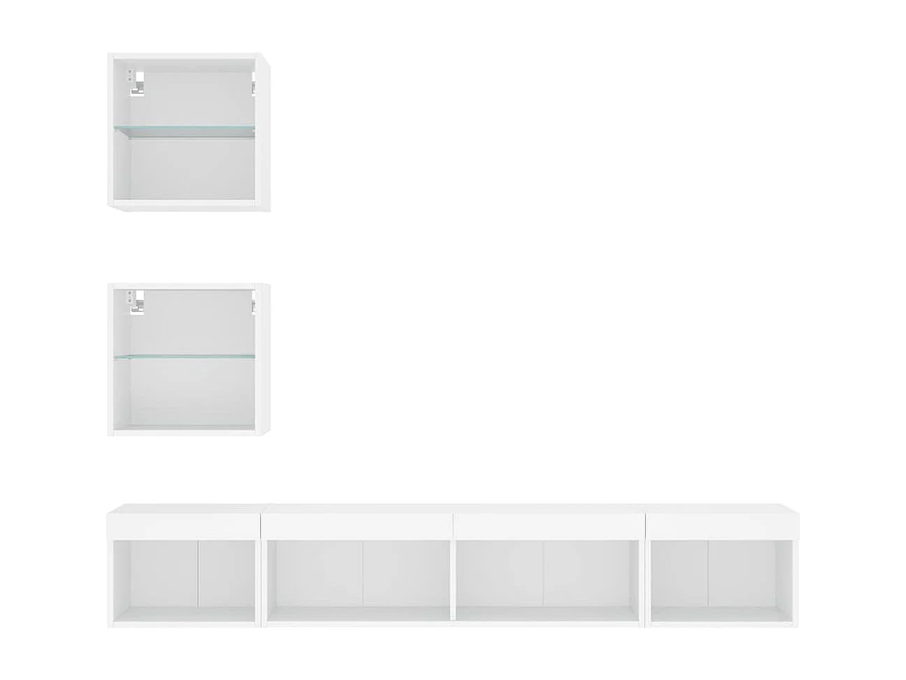 Unité murale TV avec LED 5 pc blanc bois d'ingénierie