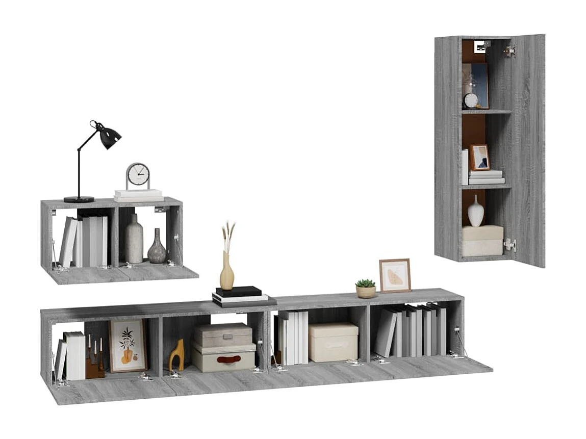 Ensemble de meuble TV 4 pc Sonoma gris Bois d'ingénierie