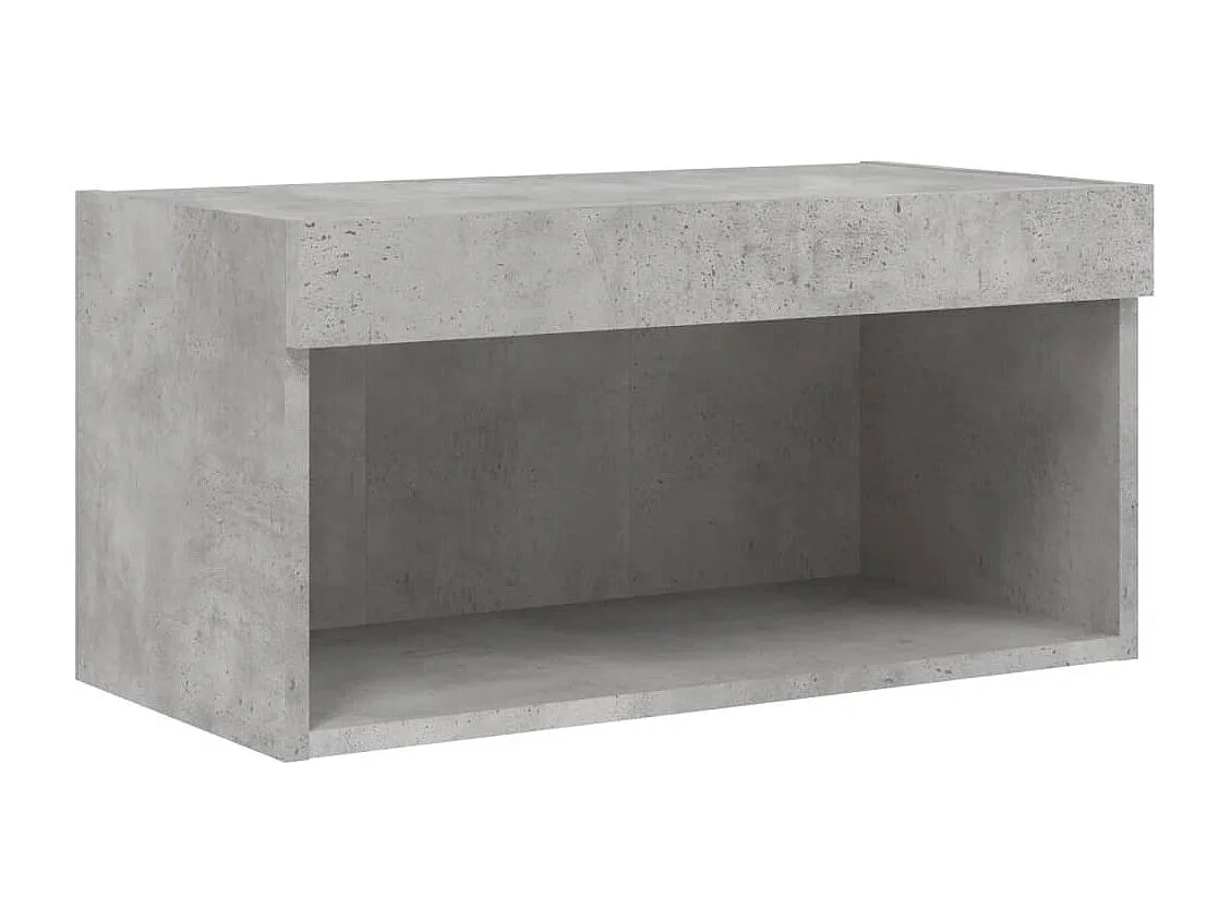 Unité murale TV avec LED 6 pc gris béton bois d'ingénierie