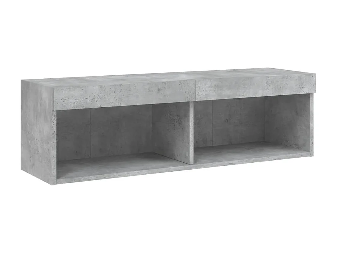 Unité murale TV avec LED 6 pc gris béton bois d'ingénierie