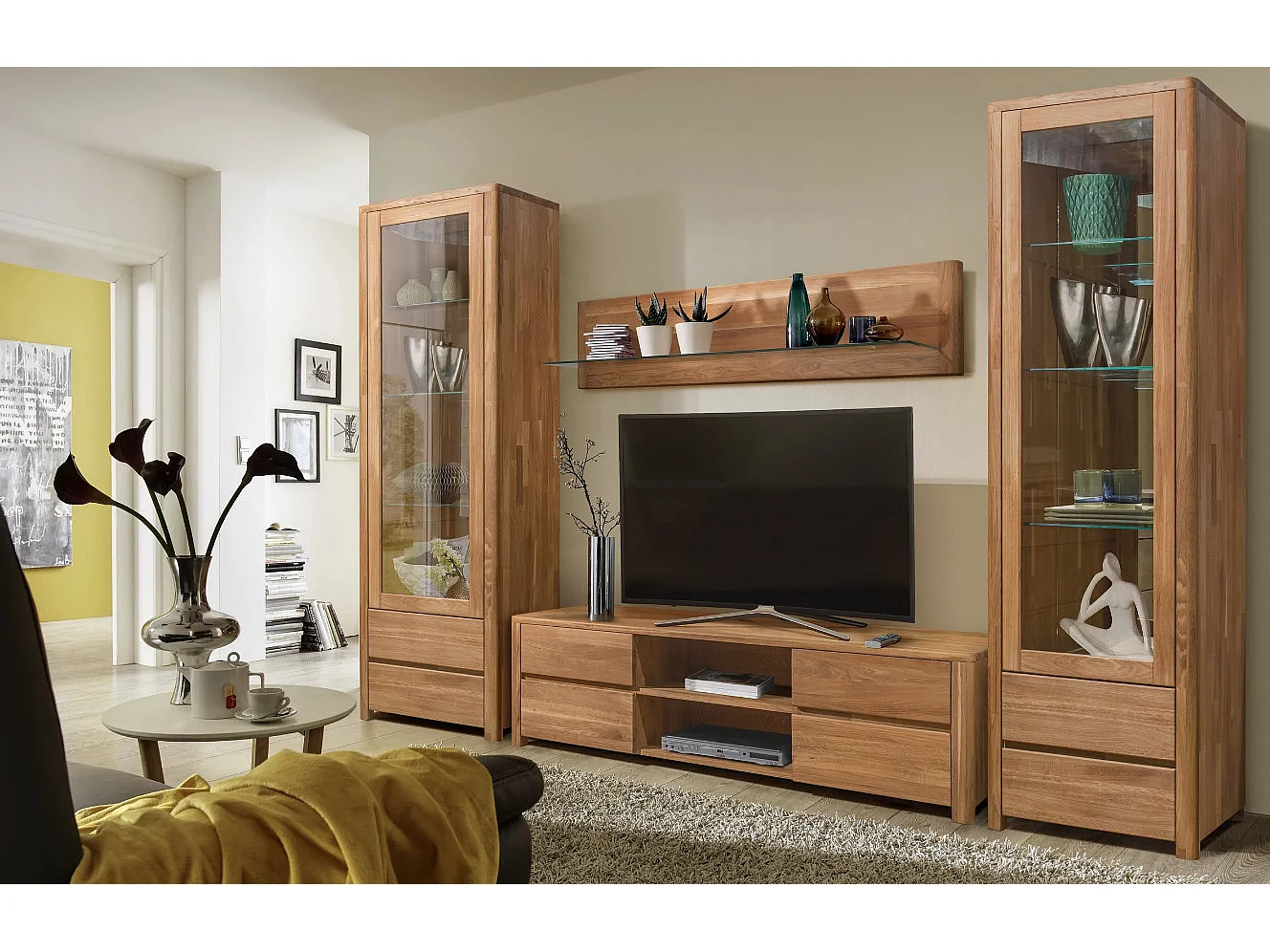 Massief eiken TV-meubel met 4 lades Eliza 160 cm