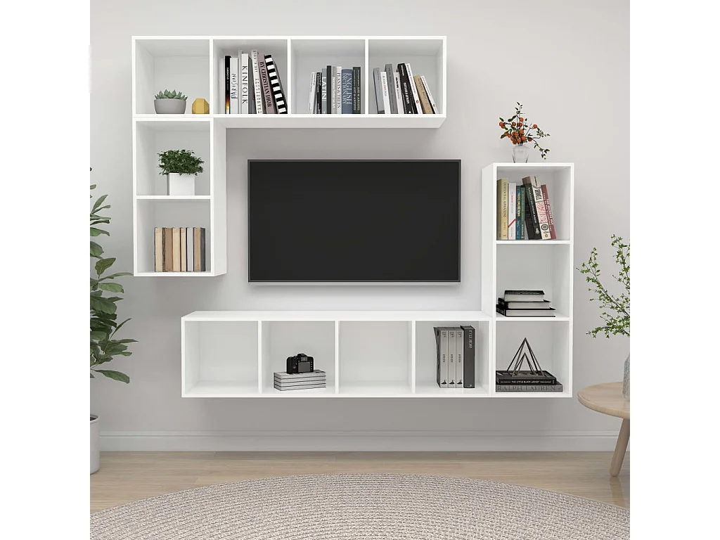 Ensemble de meuble TV 4 pc Blanc 8
