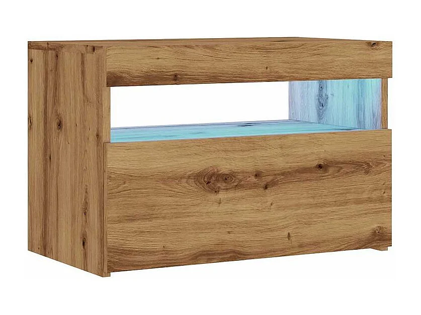 Meuble TV avec lumière LED chêne artisanal bois d'ingénierie